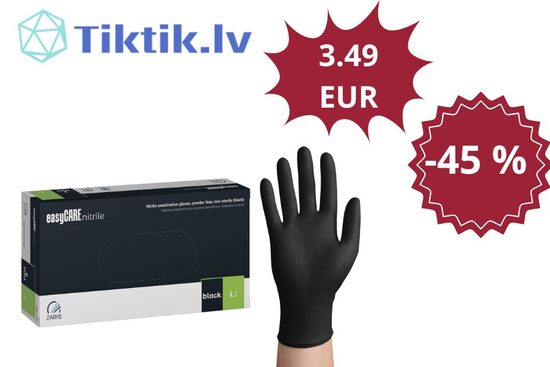 Nitrila cimdi melni, bez pūdera EasyCare Zarys, 100 gab iepakojums